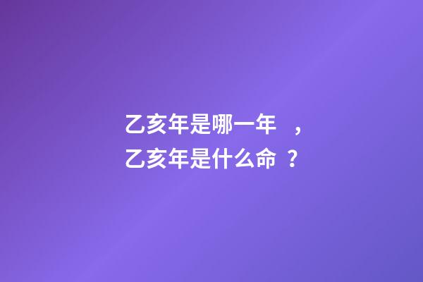 乙亥年是哪一年，乙亥年是什么命？